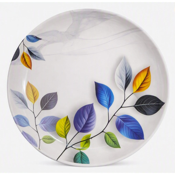White Melamine Dinner Plate – Model SS‑108 Botanical Marble