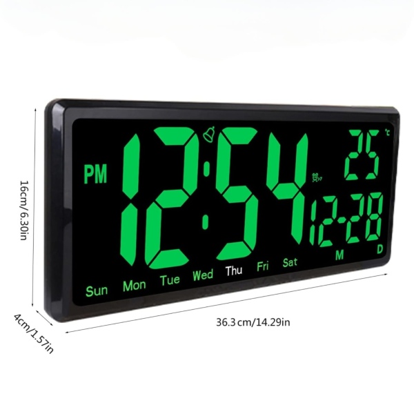 Large LED Digital Wall Clock – High-Precision Electronic Calendar with Temperature & Alarm