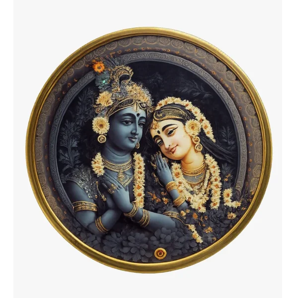 Radha Krishna Round Wall Art 12*12 inch
