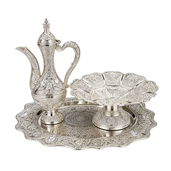 Vintage Decorative Silver Tika Thali Set with Karuwa
